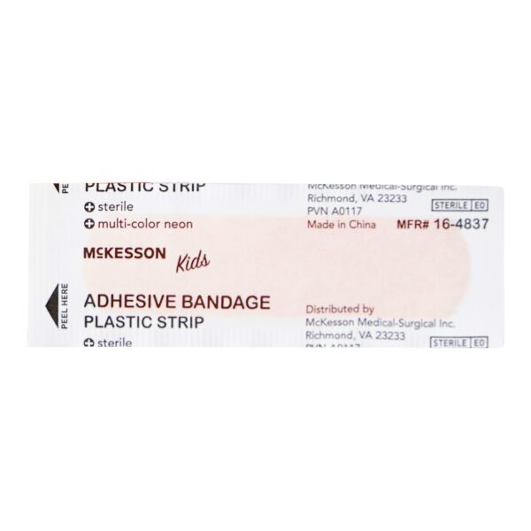 McKesson Kids* Neon Adhesive Bandage 3/4 x 3 Inches - Sterile Nonstick Plastic Wound Cover - Image 2