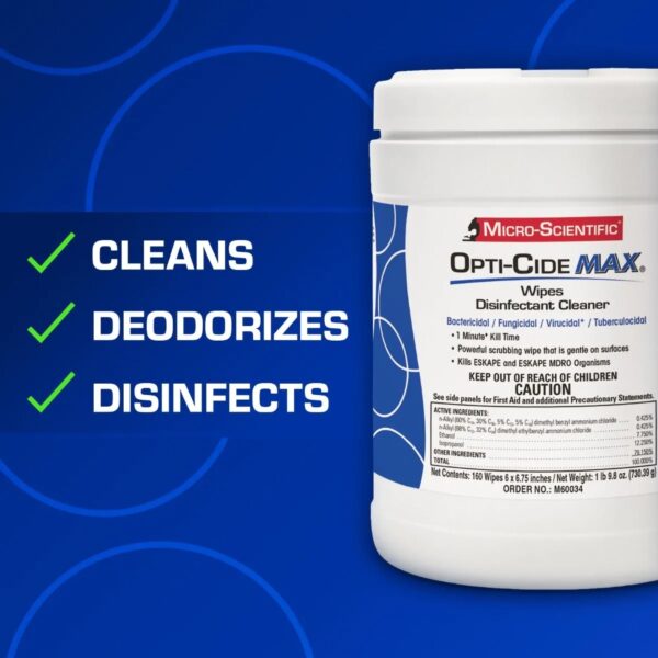 Opti-Cide® Max Surface Disinfectant Cleaner Wipes - 6 x 6-3/4 Inches, 160 Count, Alcohol Scent, McK Brand Part M60034 - Image 8