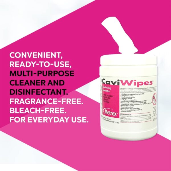 Metrex CaviWipes Surface Disinfectant Wipes Canister, 6 x 6.75 Inches - Image 3