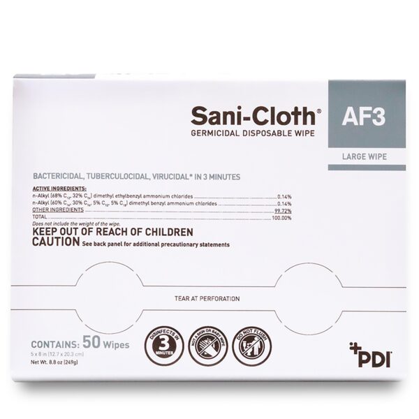 Sani-Cloth® AF3 Germicidal Large Disinfectant Wipes - 50 Count, 5 x 8 Inches - Image 2