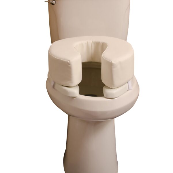 DMI Vinyl Toilet Seat Cushion with Foam Padding and Hook-and-Loop Straps - 12 1/2 x 16 Inches, White - Image 2