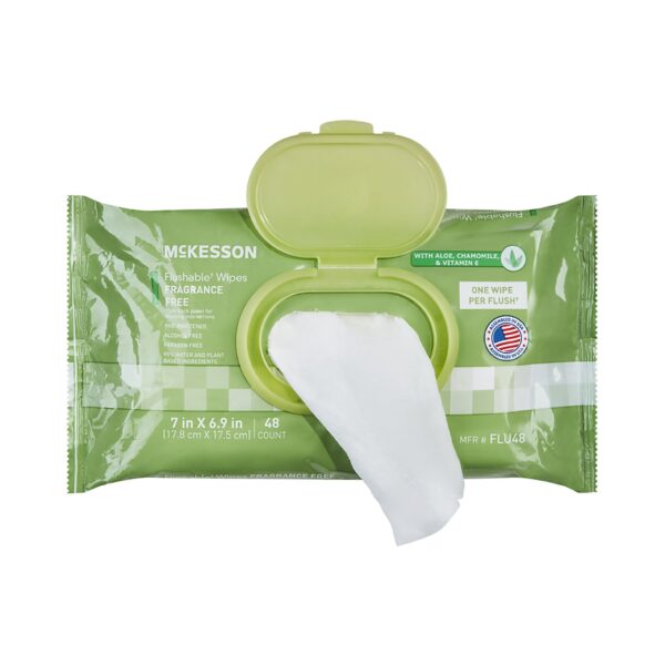McKesson Flushable Wet Wipes Unscented - 48 Count Pack for Personal Hygiene - Image 9