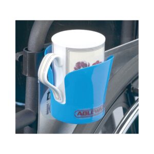 Ableware Maddak Cup Holder for Wheelchair - Fits 1-Inch and 7/8-Inch Tubes, Adjustable Clamp, and Dual-Sided Slots for Handles
