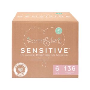 Earth & Eden Sensitive Size 6 Baby Diapers with Heavy Absorbency * 136 Count
