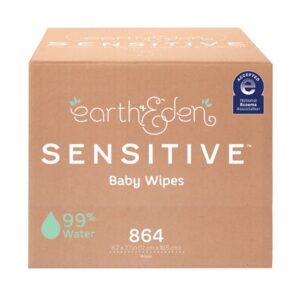 Earth & Eden Sensitive Baby Wipes - 6.7 x 7.7 Inch, 72 Count per Pack