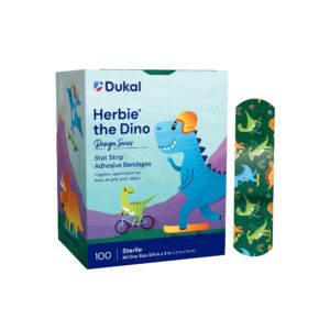 American? White Cross Stat Strip? Kid Design Herbie the Dinosaur Adhesive Bandages - 3/4 x 3 Inches