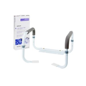 McKesson Toilet Safety Rail with Adjustable Width and Cushioned Handles - White Steel Support for Up to 300 lbs