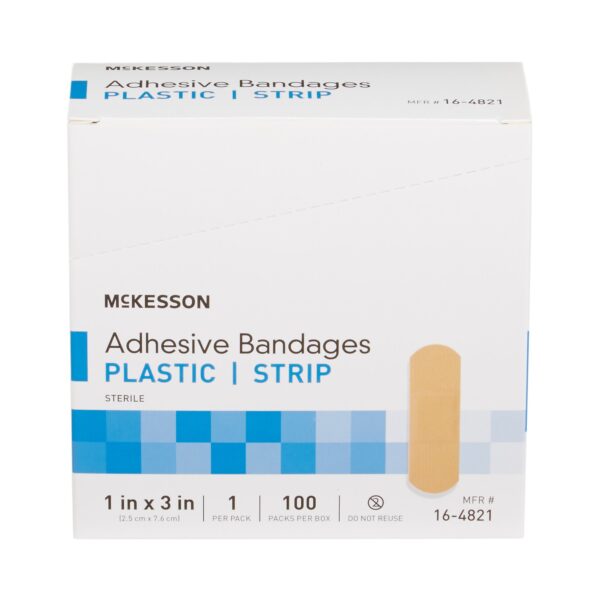 McKesson Tan Adhesive Bandage Strip 1 x 3 Inch - Sterile, Nonstick, Latex-Free Medical Wound Cover - Image 5