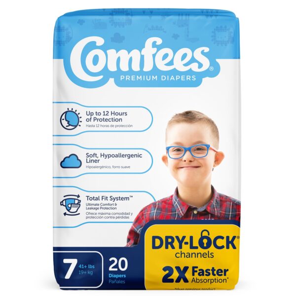 Comfees Size 7 Baby Diapers by Comfees * Moderate Absorbency, Refastenable Tabs, Kid Design - Image 2