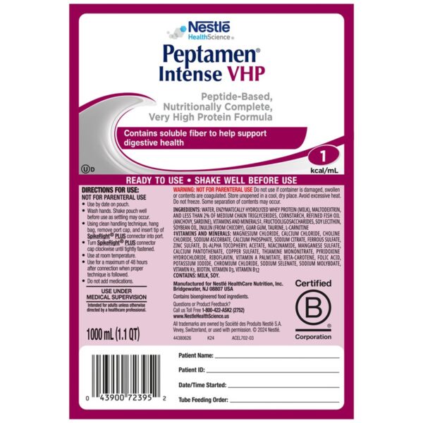 Peptamen? Intense VHP Tube Feeding Formula by Nestle, 33.8 oz UltraPak? Bag - Image 2