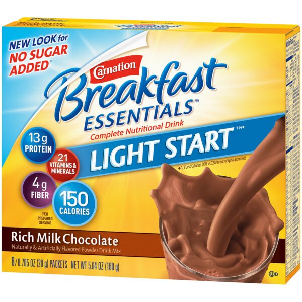Carnation Breakfast Essentials Light Start Chocolate Nutritional Drink Mix - 8 Packets - Image 7