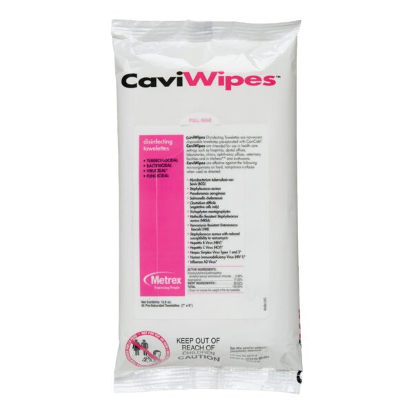 Metrex CaviWipes Surface Disinfectant Alcohol-Based Wipes, 7 x 9 Inch, 45 Count - Image 2