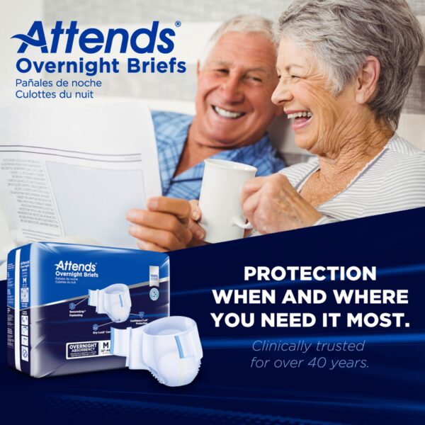Attends® Overnight Incontinence Briefs Medium, Heavy Absorbency, Refastenable Tabs, Cloth-Like Backing - Image 9