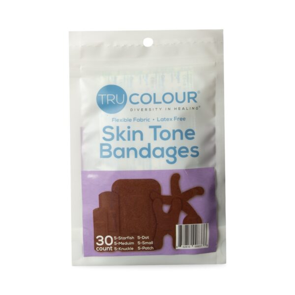 Tru-Colour? Dark Brown Adhesive Bandages Assorted Shapes and Sizes * Waterproof Fabric First Aid Wound Care Supplies - Image 2