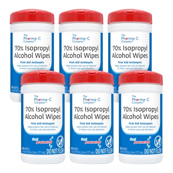 The Pharma-C Company Pharma-C-Wipes® Isopropyl Alcohol Antiseptic - 70% Disinfectant Towelette Canister (40/Pack, 6 Packs per Case) - Image 2