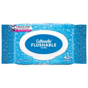 Cottonelle FreshCare Flushable Wipes – Biodegradable Plant-Based Personal Wipes (42/Pack, 12 Packs per Case)