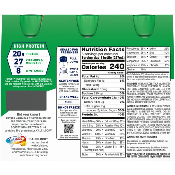 Boost? High Protein Chocolate Nutritional Drink - 8 oz Bottle - Image 3