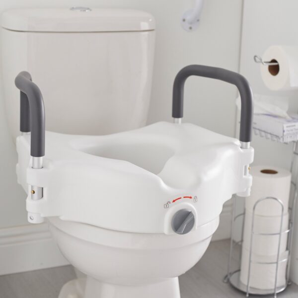 McKesson Raised Toilet Seat with Arms - 5 Inch Height, White, Supports Up to 300 lbs - Image 4