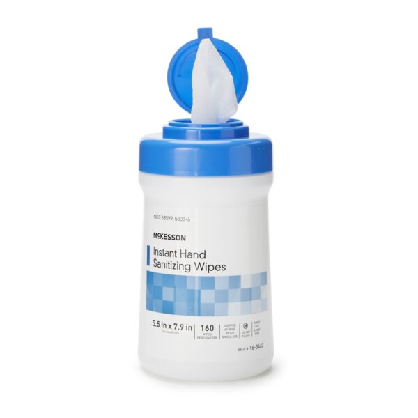 McKesson Instant Hand Sanitizing Wipes – 160 Count, Scented, 65.9% Ethyl Alcohol, Canister | Personal Hand Hygiene Solution - Image 2