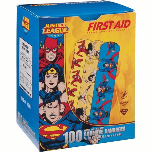 Stat Strip American Kid Design Adhesive Bandages with Superman, Wonder Woman, and Flash - 3/4 x 3 inches - Image 2