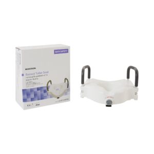 McKesson Raised Toilet Seat with Arms - 5 Inch Height, White, Supports Up to 300 lbs