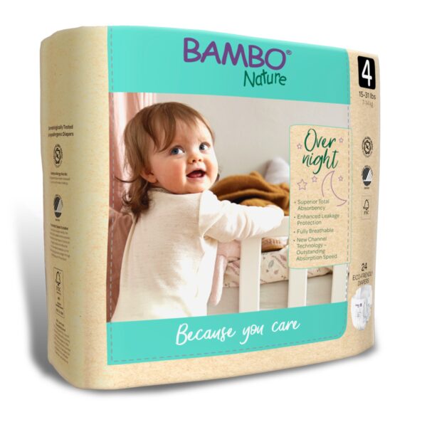 Bambo? Nature Size 4 Overnight Baby Diapers - Heavy Absorbency, Refastenable Tabs, Eco-Friendly & Dermatologically Tested - Image 4