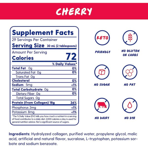 Proteinex? 18 Cherry Liquid Predigested Protein - 30 oz Bottle | Hydrolyzed Collagen & Amino Acid Supplement - Image 3