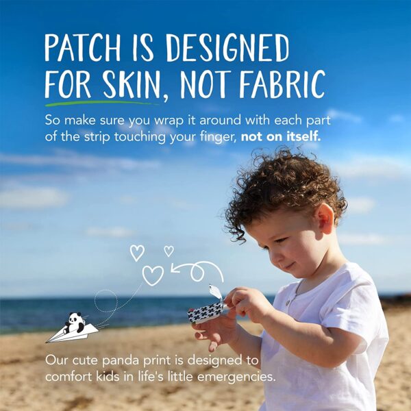 Patch Kids Panda Design Adhesive Bandages with Coconut Oil - Assorted Sizes, 2 x 3 Inch & 3 x 3 Inch, Sterile, Eco-Friendly Wound Care from Patch* Kids - Image 4
