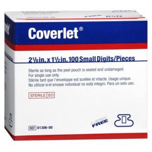 Coverlet? Fingertip Tan Adhesive Bandage - 1.5 x 2.5 Inch Sterile Fabric Wound Pad