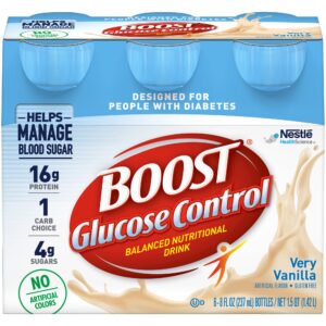 Boost Glucose Control Vanilla Nutritional Drink - 8 oz Bottle for Diabetes Management and Kidney Health