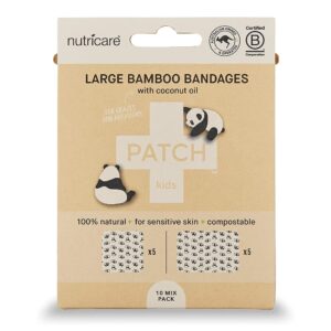 Patch Kids Panda Design Adhesive Bandages with Coconut Oil - Assorted Sizes, 2 x 3 Inch & 3 x 3 Inch, Sterile, Eco-Friendly Wound Care from Patch* Kids