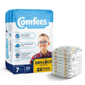 Comfees Size 7 Premium Baby Diapers with Total Fit System and Refastenable Tabs by Comfees * 20 Count Pack