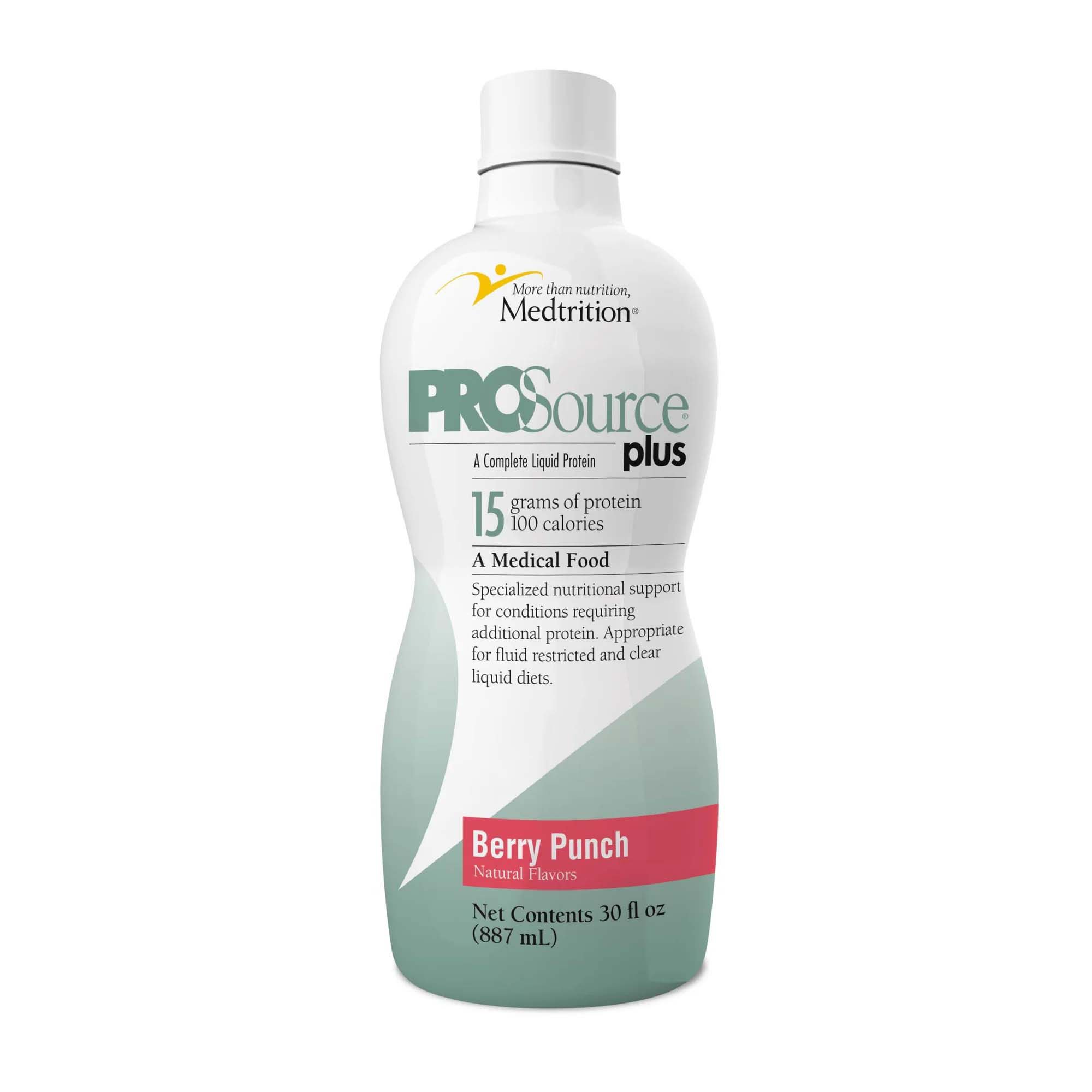ProSource Plus Berry Punch Collagen and Whey Protein Liquid Supplement, 30 oz Bottle