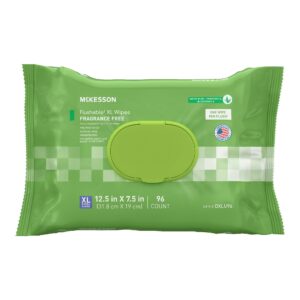 McKesson Flushable Wet Wipes XL Unscented - 96 Count Pack with Snap-Lid, Gentle & Septic-Friendly Personal Hygiene Wipes