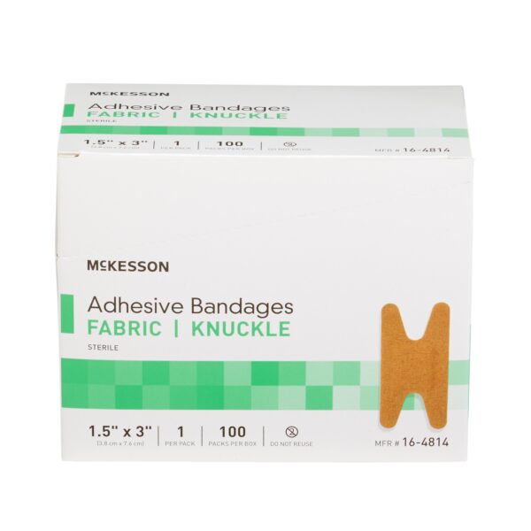 McKesson Knuckle Adhesive Bandage 1-1/2 x 3 Inches - Sterile, Latex-Free Fabric Cover for Wound Protection - Image 5
