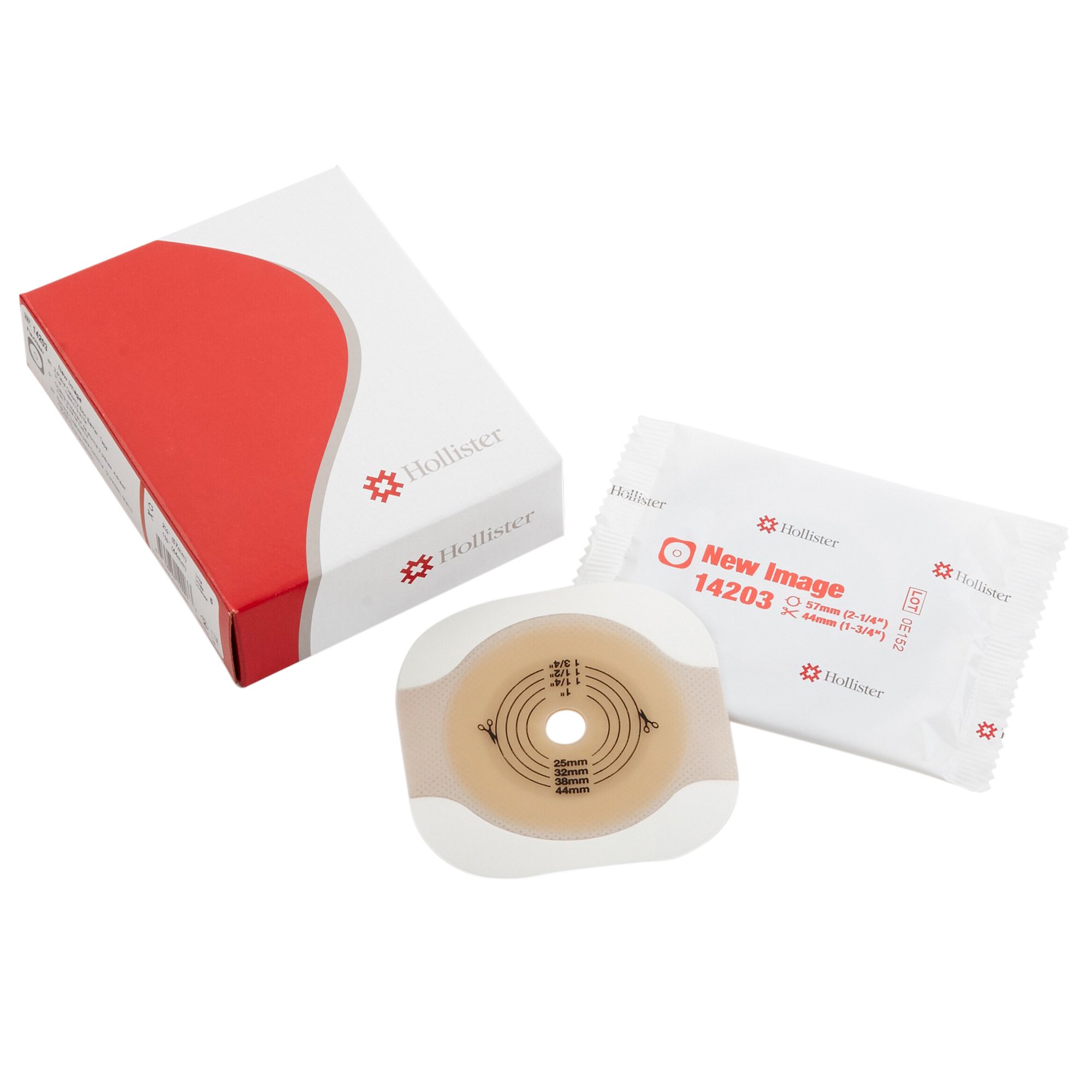 New Image™ Flextend™ Flat Ostomy Skin Barrier with Floating Flange, 57mm - Red