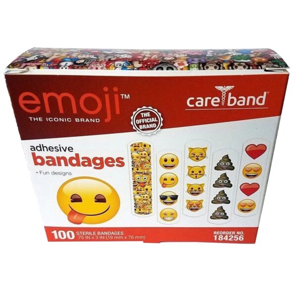Care Brand Emoji* Adhesive Strip Bandages, 3/4 x 3 Inch * Kid-Friendly Emoji Design for Faster Blood Draw Recovery - Image 2