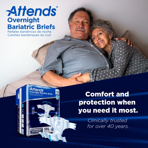 Attends Overnight Bariatric Briefs 5X-Large – Heavy Absorbency Incontinence Underwear for Adults up to 115 inches waist - Image 4
