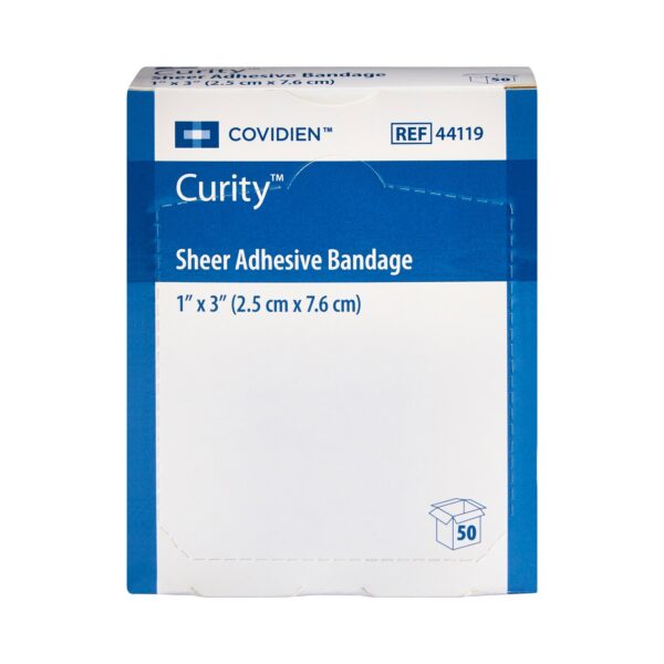 Curity* Sheer Adhesive Bandage, 1 x 3 Inch * Thin, Water-Resistant Wound Care Solution - Image 2