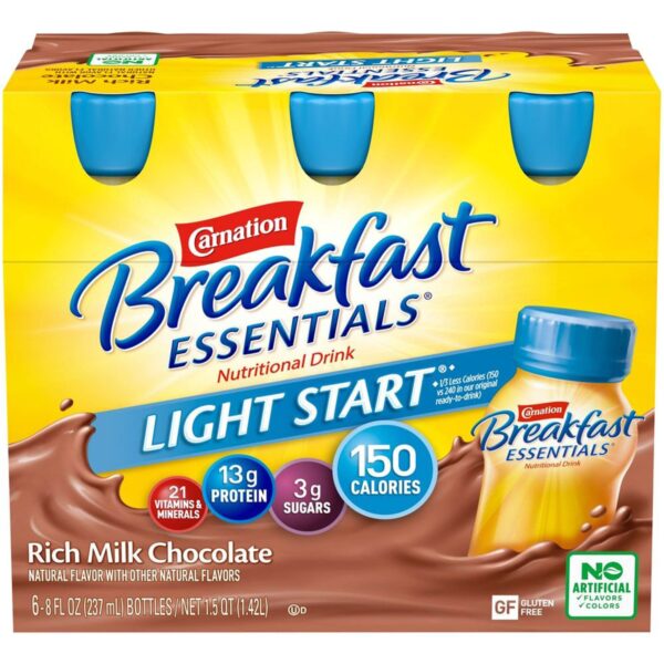 Carnation Breakfast Essentials Light Start Chocolate Nutritional Drink - 8 oz Bottles, Supports Muscle Growth & Bone Health - Image 5