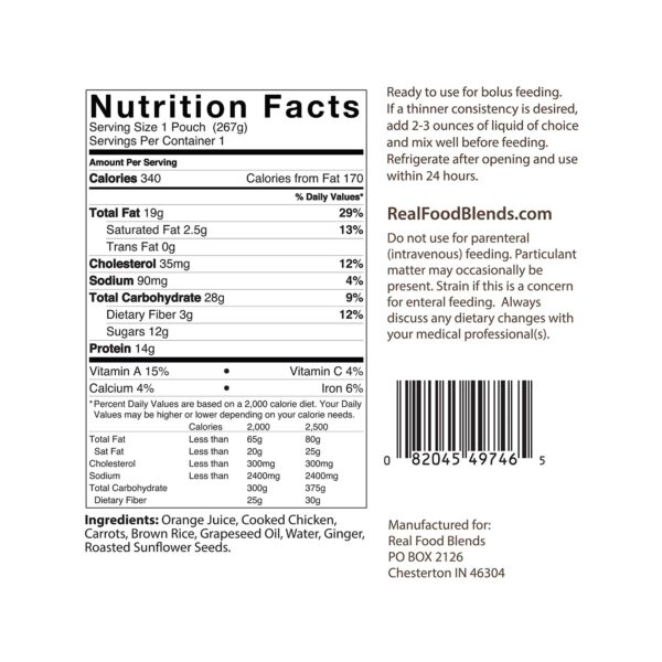 Real Food Blends* Orange Chicken, Carrots & Brown Rice Puree for Tube Feeding - Image 3