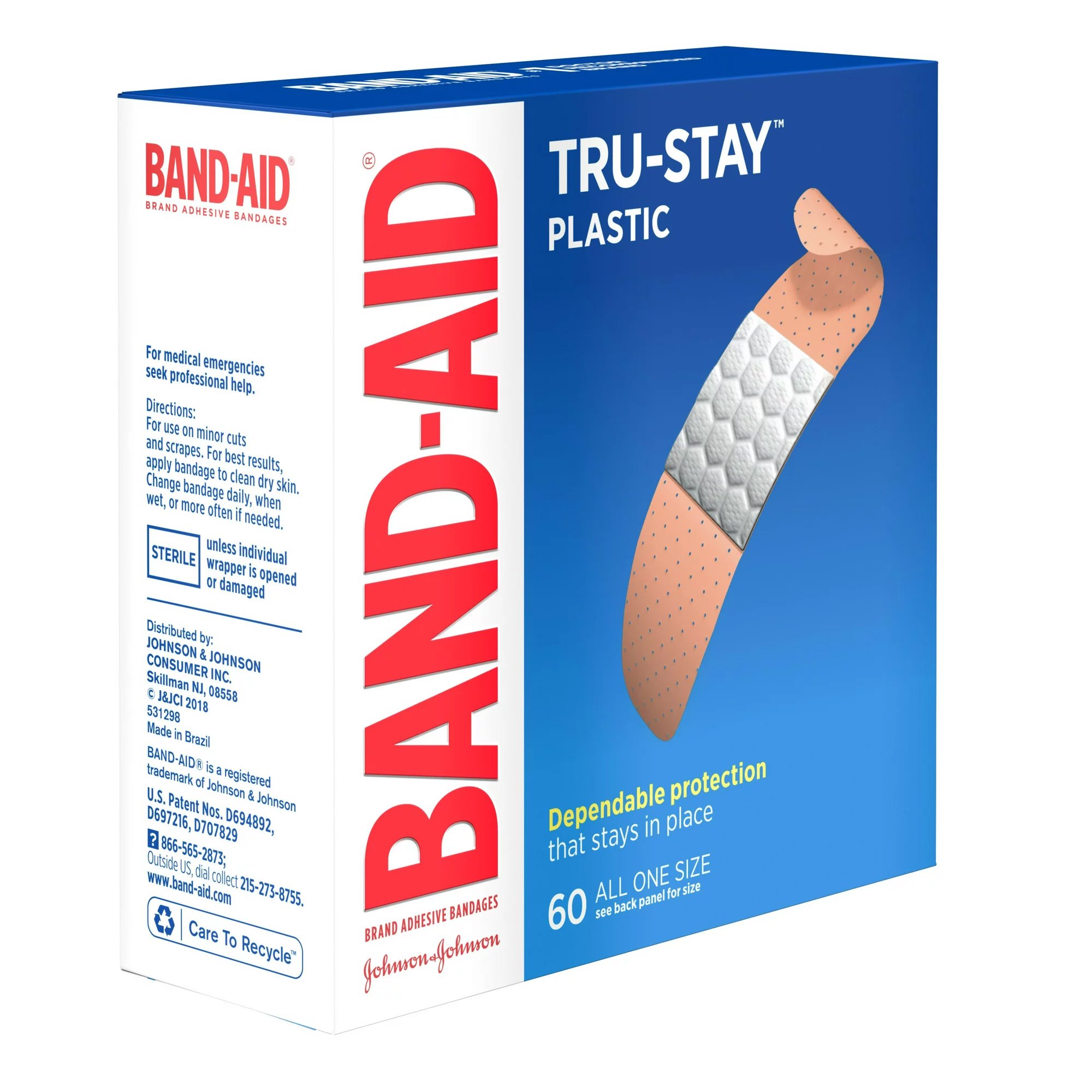 Band-Aid Tru-Stay Adhesive Bandages 3/4 x 3 Inch, Sterile, Tan, 60 Count