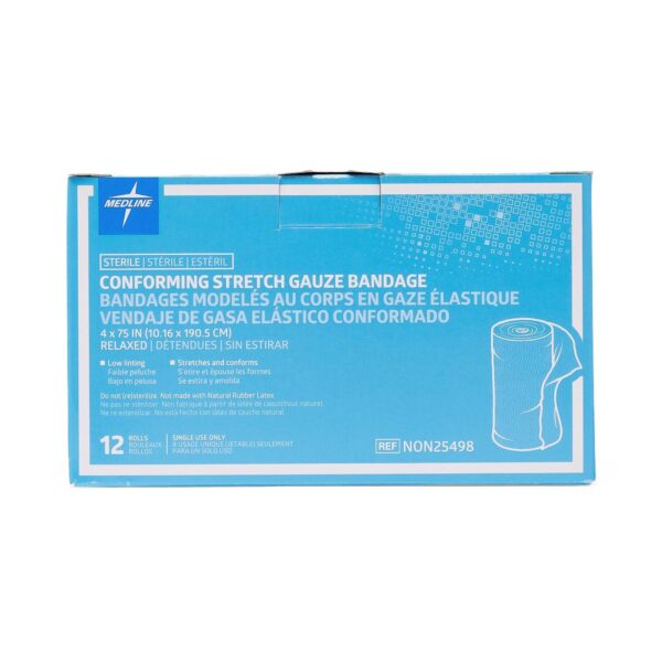 Medline Sterile Conforming Bandage, 4 Inch x 4-1/10 Yard, White, Non-25498 - Image 4