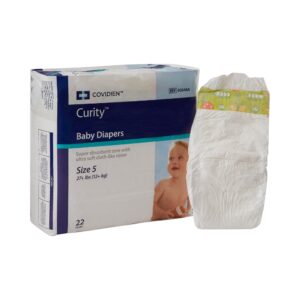 Cardinal Health Wings Curity Unisex Baby Diapers Size 5 - Heavy Absorbency, Disposable, 22 Count