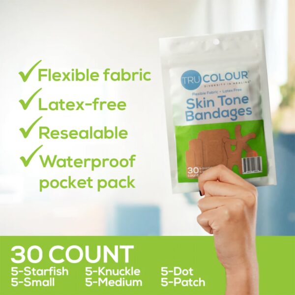 Tru-Colour Olive Adhesive Bandages - Waterproof Assorted Shapes and Sizes - Image 4