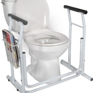 drive™ Free-Standing Toilet Safety Rail with Foam Armrests and Magazine Rack