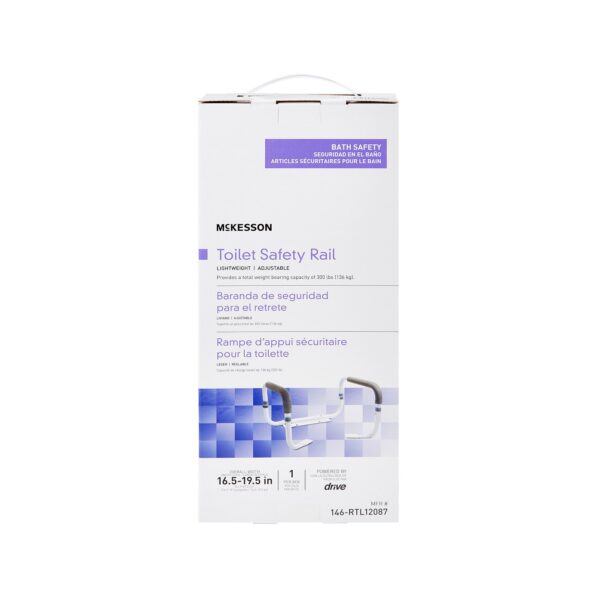 McKesson Toilet Safety Rail with Adjustable Width and Cushioned Handles - White Steel Support for Up to 300 lbs - Image 3