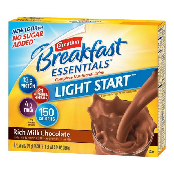 Carnation Breakfast Essentials Light Start Chocolate Nutritional Drink - Instant Powder Supplement with 21 Vitamins & Minerals - Image 4