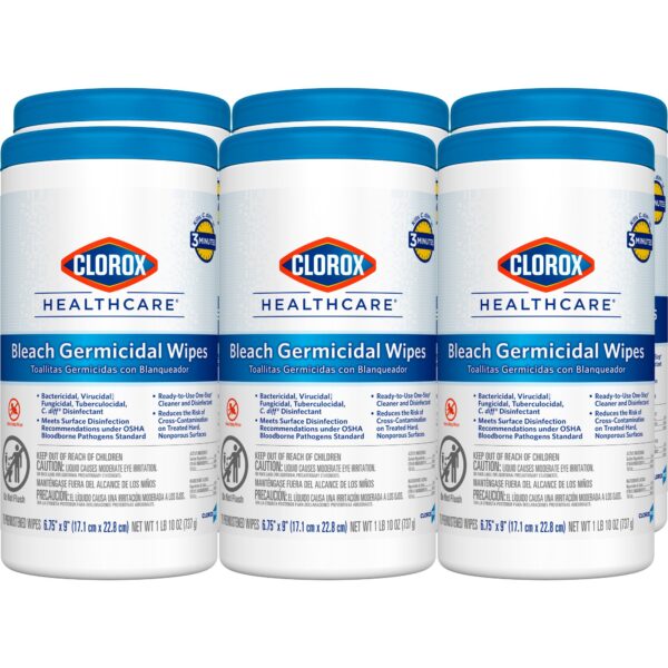 Clorox Healthcare Bleach Germicidal Wipes Canister – 70 Count, Hospital Grade Surface Disinfectant - Image 5