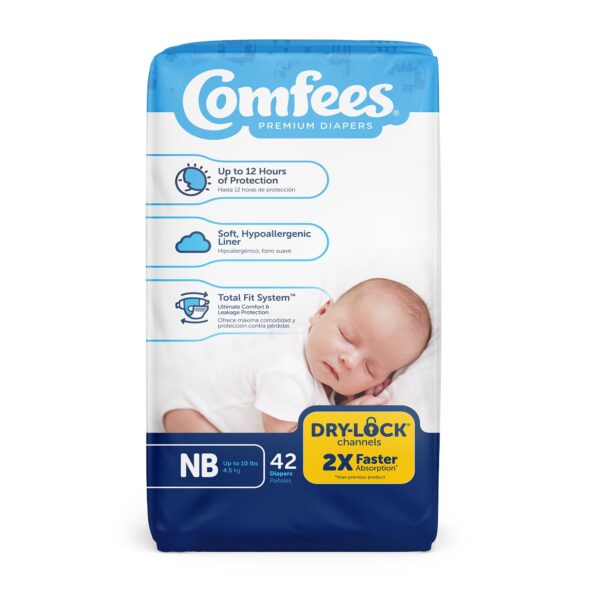 Comfees by McKesson Premium Newborn Baby Diapers with Refastenable Tabs, Kid Design, 42 Count - Image 2